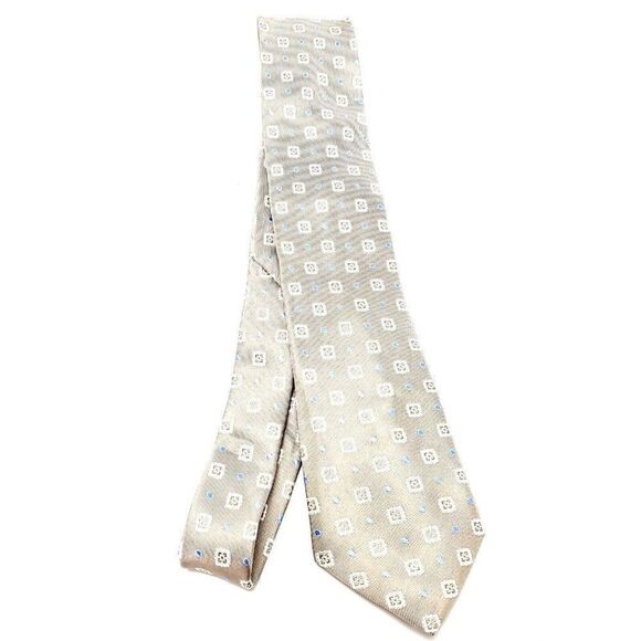 Tasso Ella Beige Silk‎ Tie Woven Geometric - Picture 7 of 7